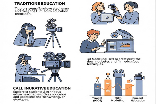 Students learning filmmaking techniques in classroom